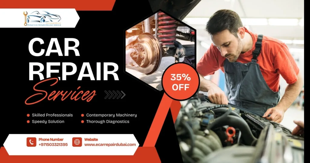 car repair near me services in dubai banner with number
