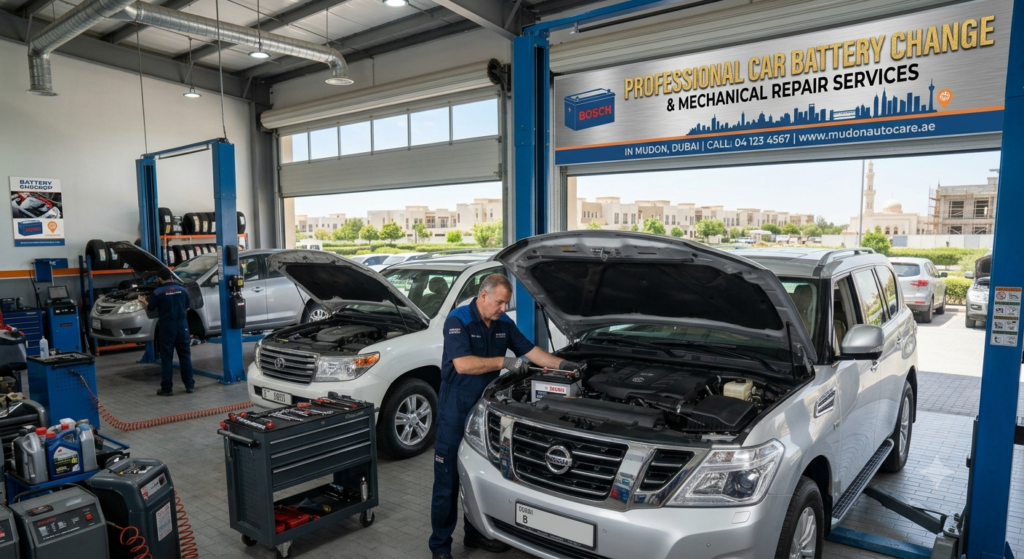 Professional Car Battery Change and Mechanical Repair Services in Mudon, Dubai